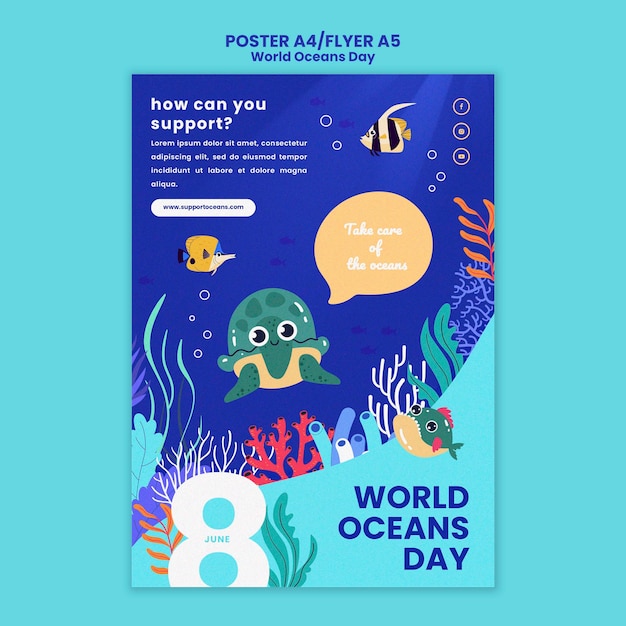 World ocean day poster template