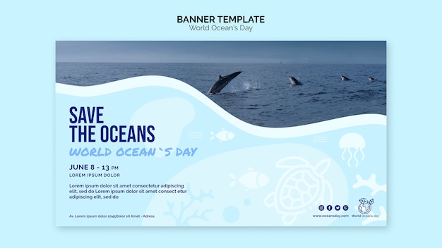 Free PSD world ocean's day banner template