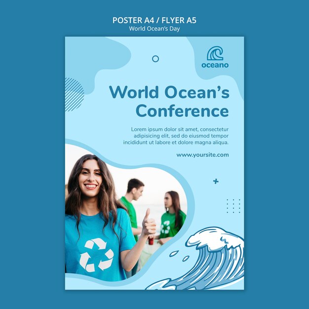 World ocean's day poster template