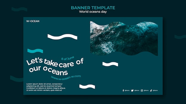 Free PSD world oceans day horizontal banner template