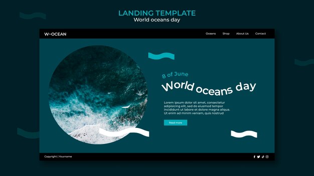 Free PSD world oceans day landing page template