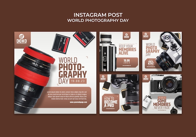 Free PSD world photography day instagram posts