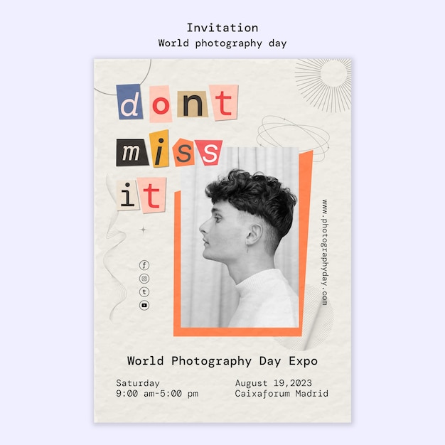 World photography day invitation template