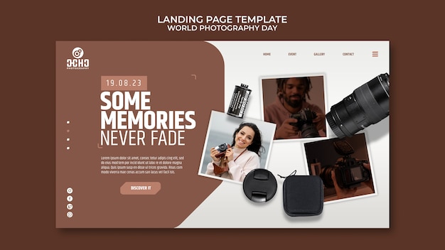 Free PSD world photography day landing page template