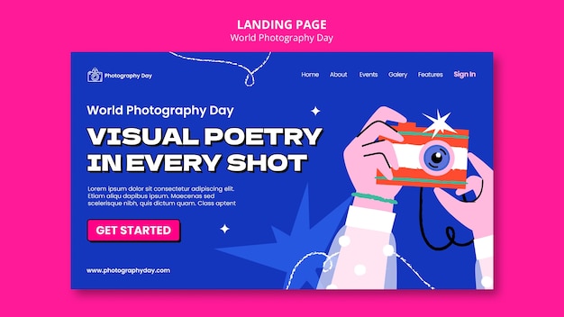 Free PSD world photography day landing page