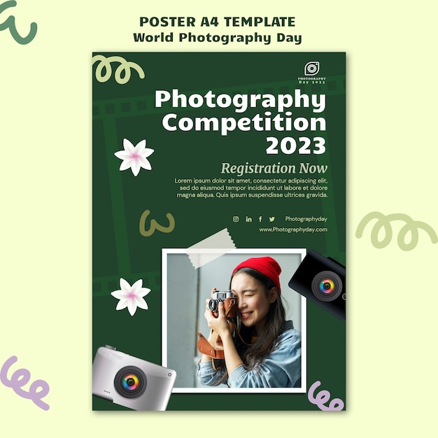 Free PSD world photography day poster template