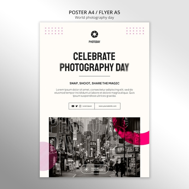 Free PSD world photography day poster template