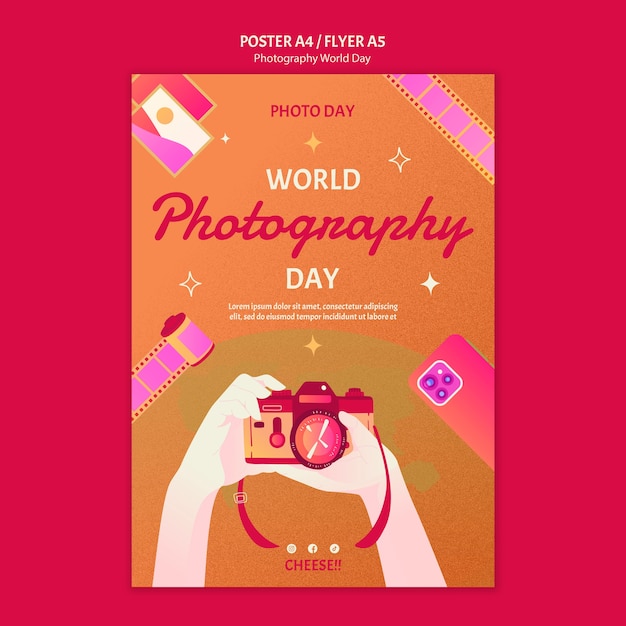 World photography day poster template