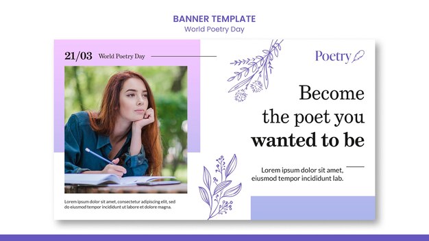 World poetry day concept banner template