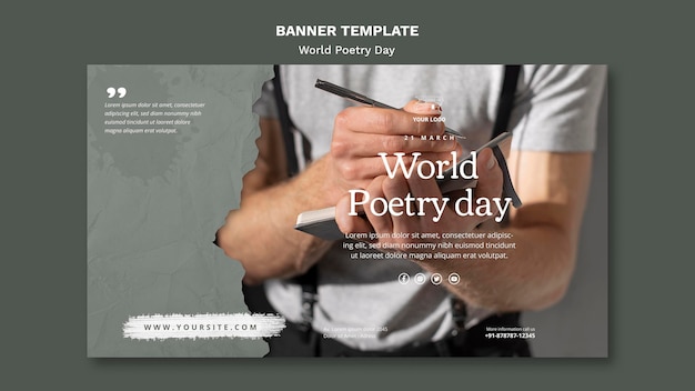 World poetry day event banner template with photo