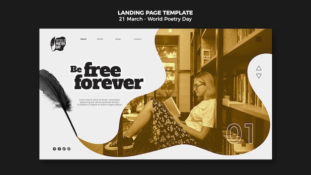 Free PSD world poetry day landing page template