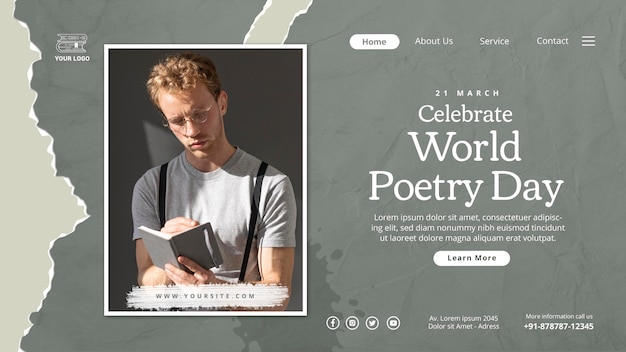 World poetry day landing page template