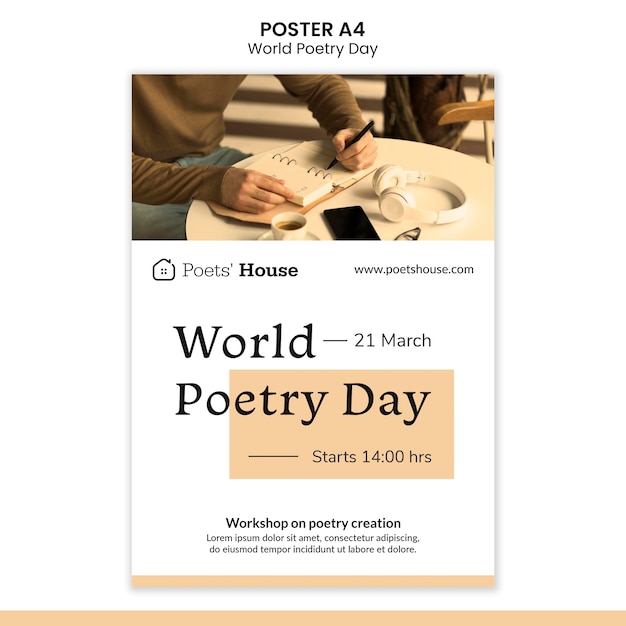 Free PSD world poetry day poster