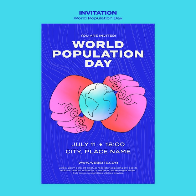 Free PSD world population day invitation template