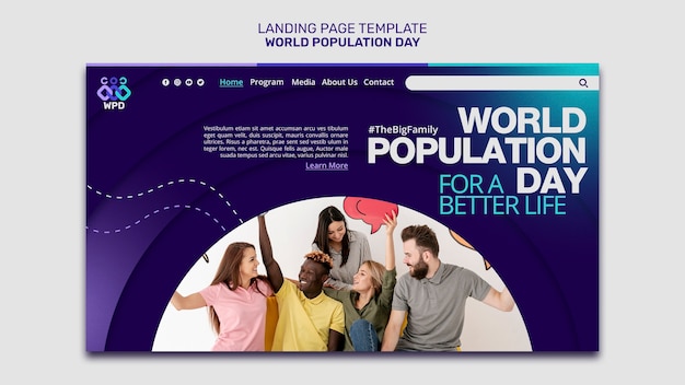 Free PSD world population day landing page template