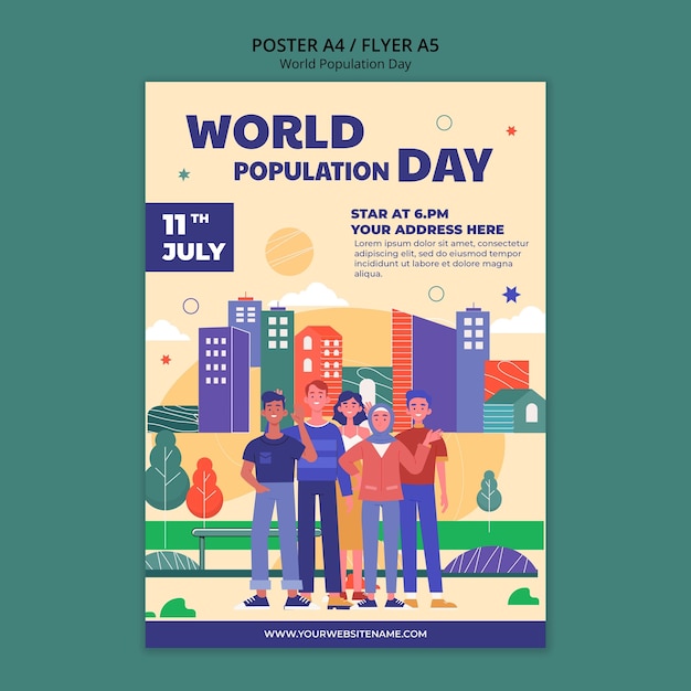 Free PSD world population day poster template