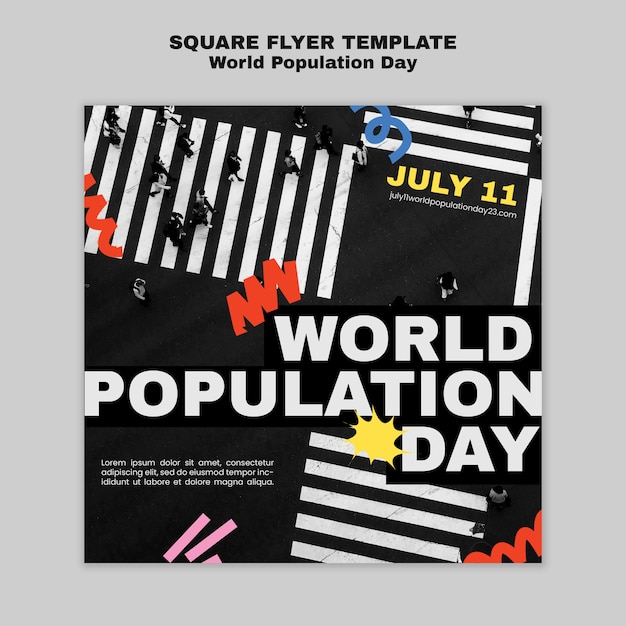 Free PSD world population day square flyer template