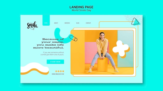 Free PSD world smile day concept landing page template