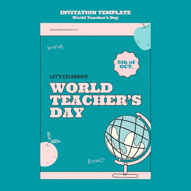 Free PSD world teacher's day invitation template