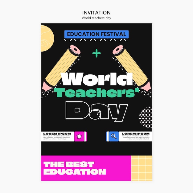 Free PSD world teacher's day invitation template