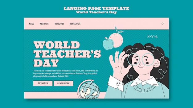 Free PSD world teacher's day landing page template