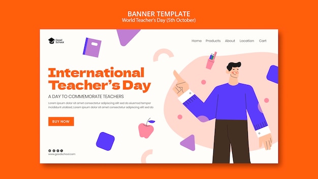 Free PSD world teacher's day landing page template