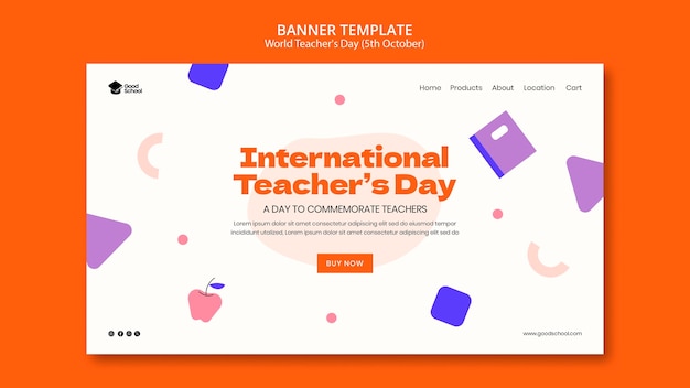 Free PSD world teacher's day landing page template