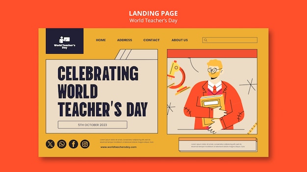 Free PSD world teacher's day landing page template