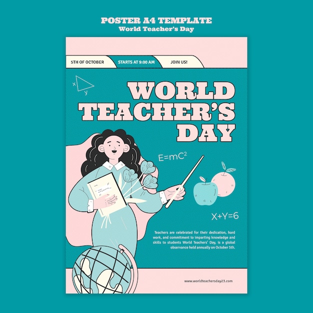 Free PSD world teacher's day poster template