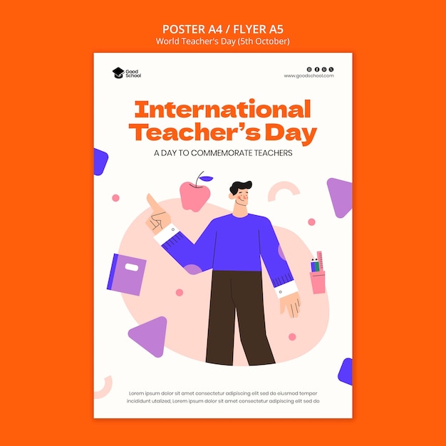 Free PSD world teacher's day poster template