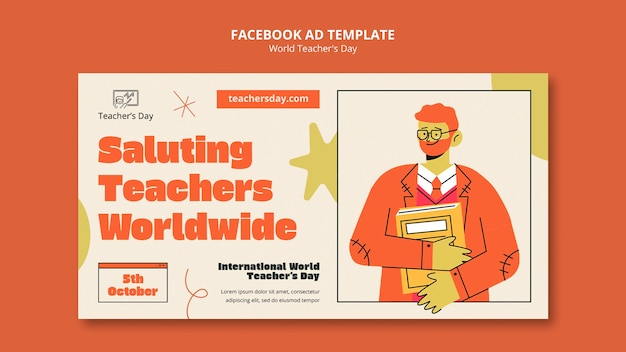 Free PSD world teacher's day template design