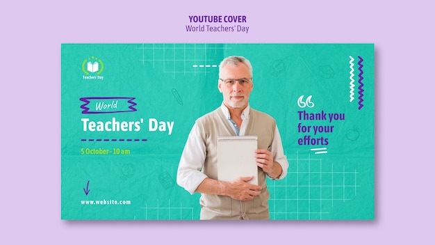 Free PSD world teachers day celebration youtube cover