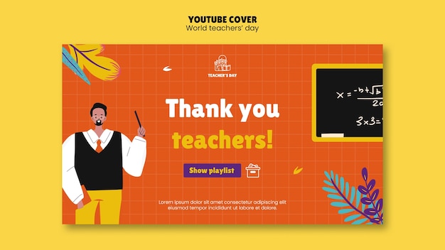 Free PSD world teachers day celebration youtube cover