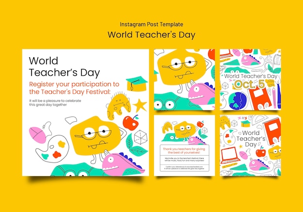 Free PSD world teachers' day instagram posts