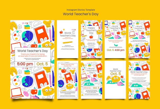 Free PSD world teachers' day instagram stories