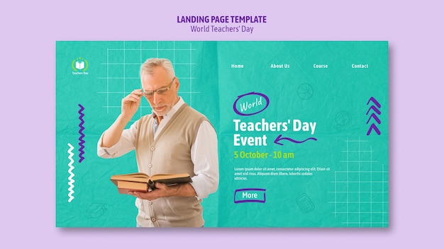 Free PSD world teachers' day landing page template