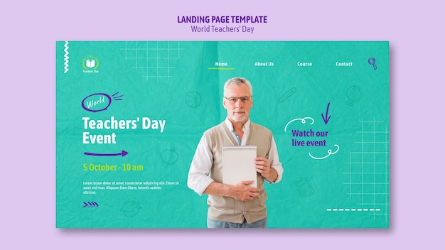 Free PSD world teachers' day landing page template