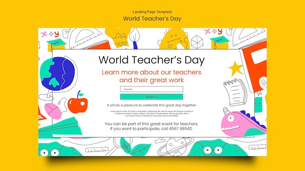 Free PSD world teachers' day landing page template