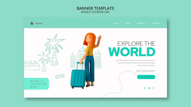 World tourism day landing page template