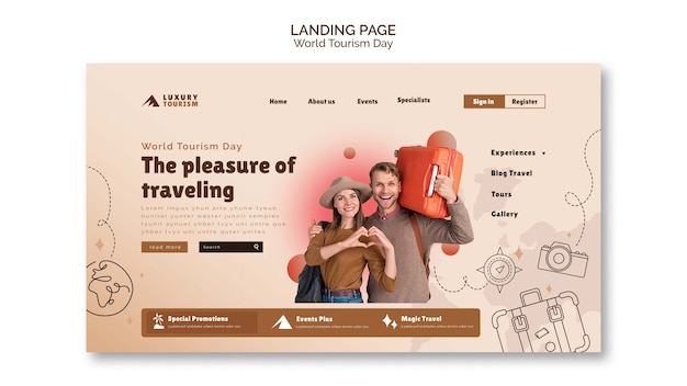 Free PSD world tourism day landing page template