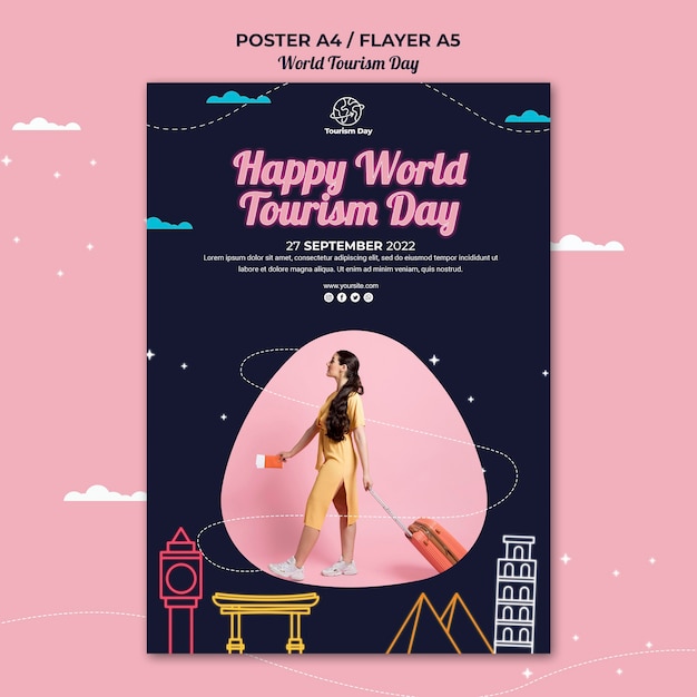 Free PSD world tourism day poster template