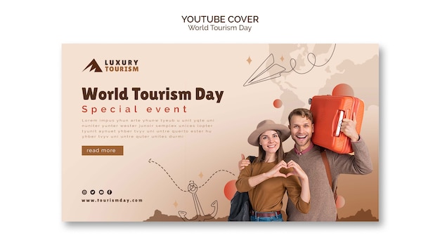 Free PSD world tourism day youtube cover template