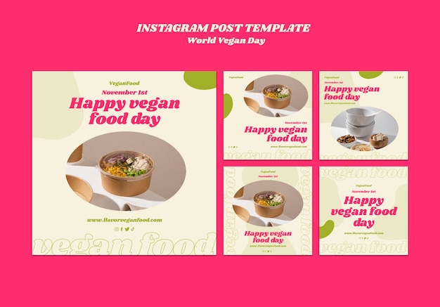 Free PSD world vegan day instagram post template