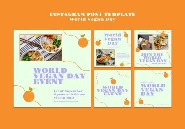 Free PSD world vegan day instagram posts collection