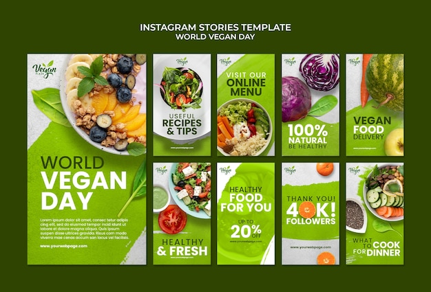 Free PSD world vegan day instagram stories