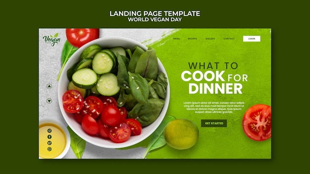 Free PSD world vegan day landing page template