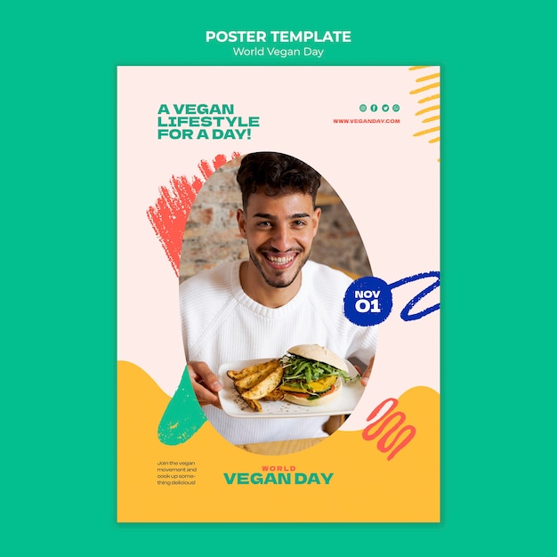 Free PSD world vegan day vertical poster template