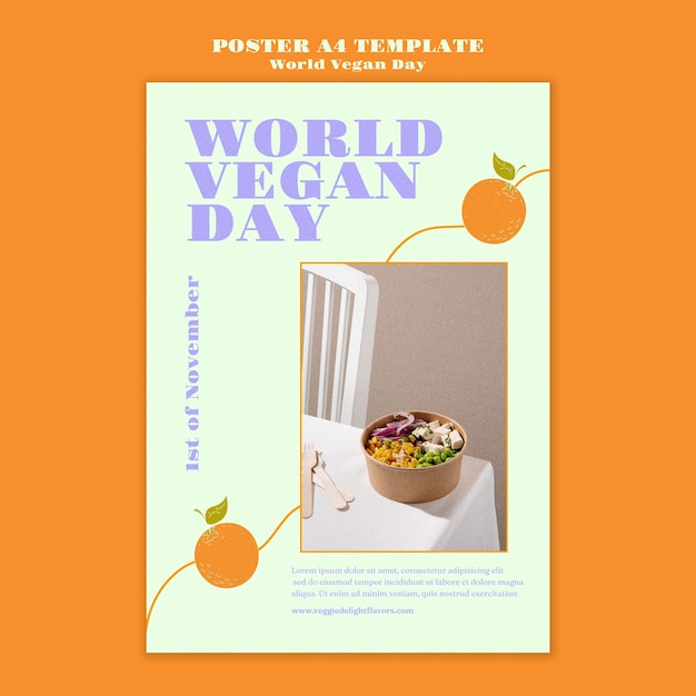 World vegan day vertical poster template