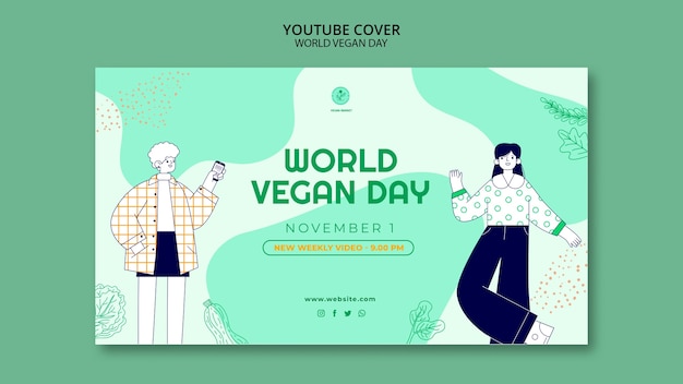 Free PSD world vegan day youtube cover template