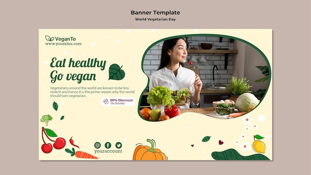 Free PSD world vegetarian day horizontal banner template